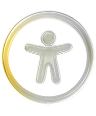 Accessibility symbol inside a circle.