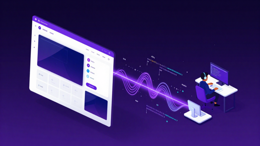 Illustration showing how screen readers interpret HTML code to make websites accessible.
